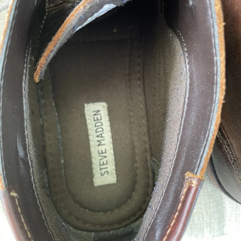 Steve Madden P-Ivon 982 Brown Leather Lace Up Chukka Men Ankle Boots Size 10